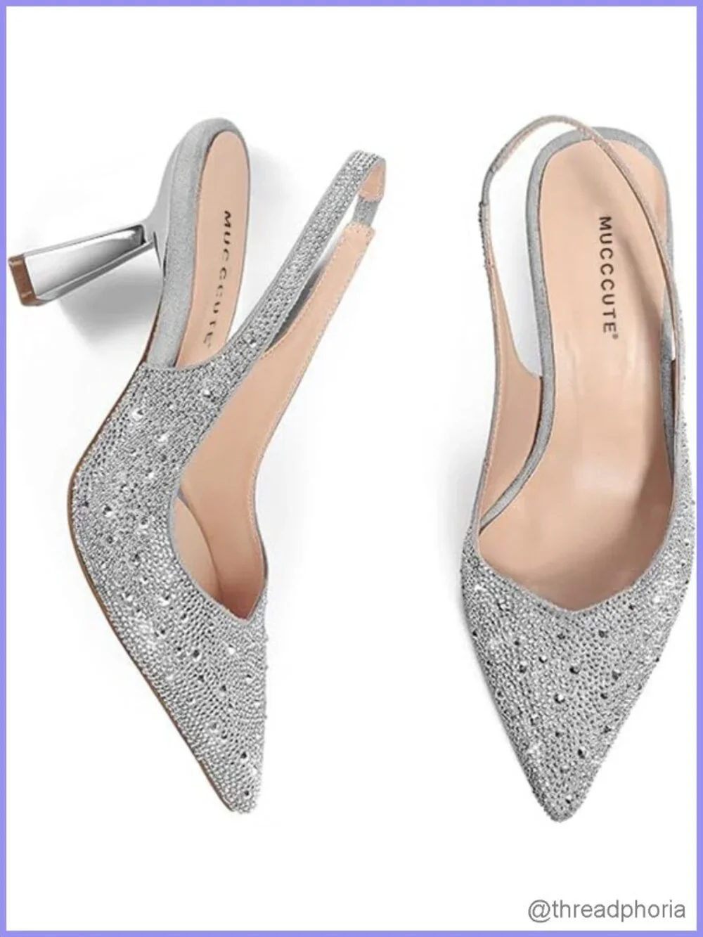 Kitten Heels Slingback Rhinestone Pointe Toe Pumps Suede Women's Wedding Shoes